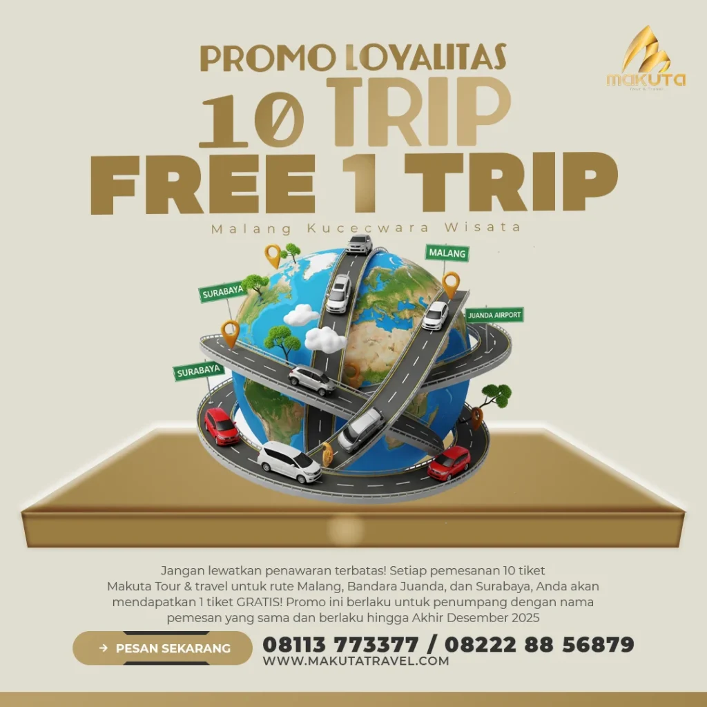 Promo travel Malang Surabaya 10 kali pemesanan gratis 1 kali perjalanan